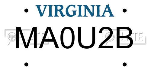 MA0U2B Virginia License Plate
