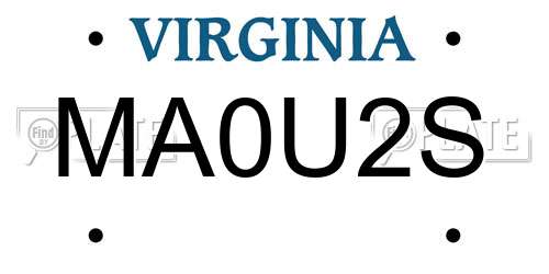 MA0U2S Virginia License Plate