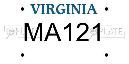 MA121 Virginia License Plate