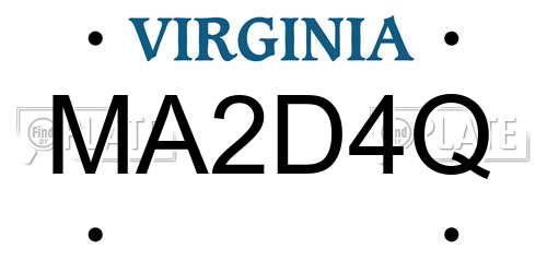 MA2D4Q Virginia License Plate