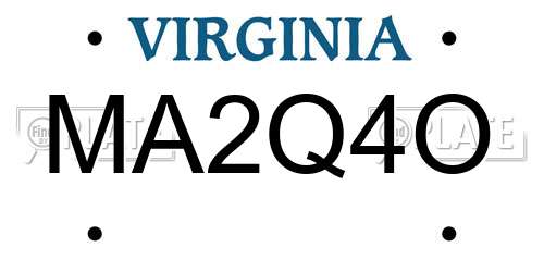 MA2Q4O Virginia License Plate