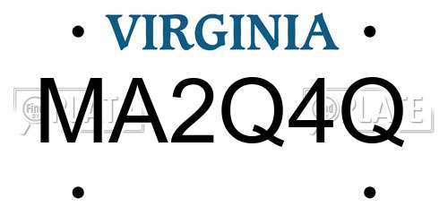 MA2Q4Q Virginia License Plate