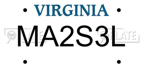MA2S3L Virginia License Plate