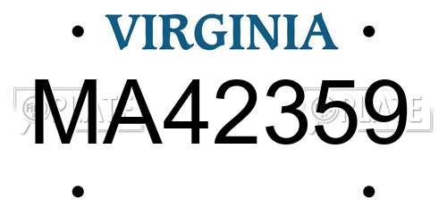 MA42359 Virginia License Plate