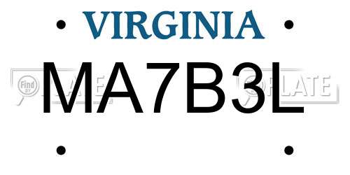 MA7B3L Virginia License Plate