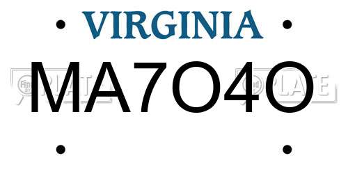 MA7O4O Virginia License Plate