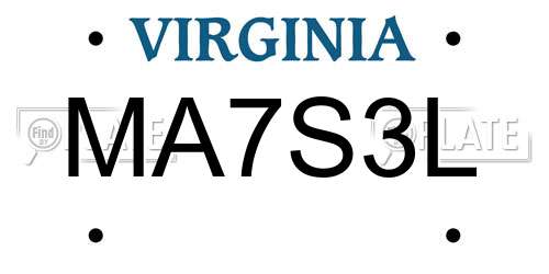 MA7S3L Virginia License Plate
