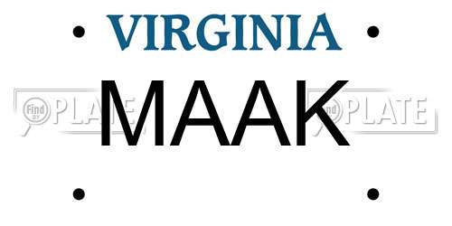 MAAK Virginia License Plate