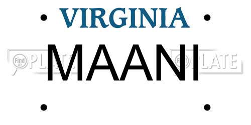 MAANI Virginia License Plate