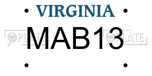 MAB13 Virginia License Plate
