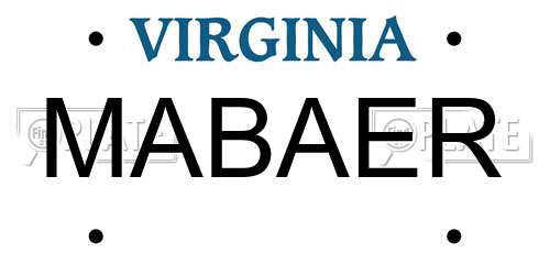 MABAER Virginia License Plate