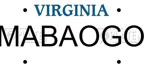 MABAOGO Virginia License Plate
