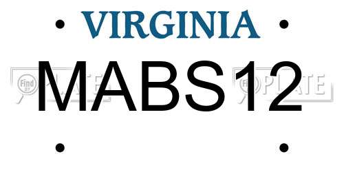 MABS12 Virginia License Plate