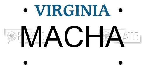 MACHA Virginia License Plate