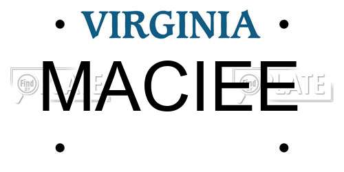 MACIEE Virginia License Plate
