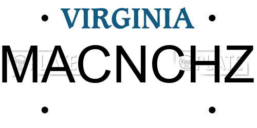 MACNCHZ Virginia License Plate