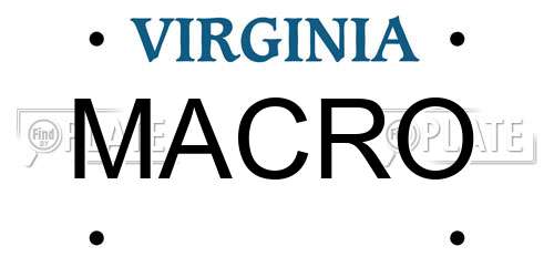 MACRO Virginia License Plate