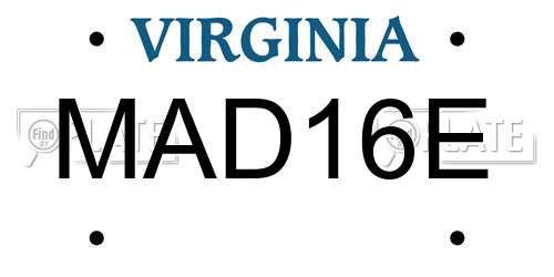 MAD16E Virginia License Plate