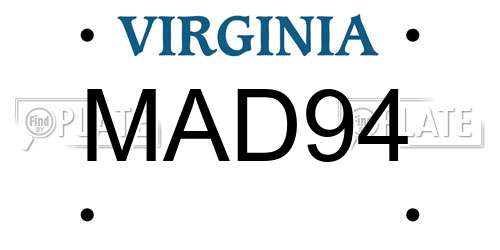MAD94 Virginia License Plate