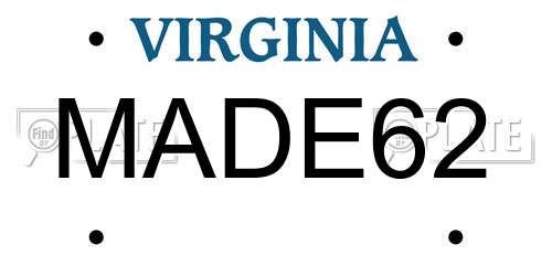 MADE62 Virginia License Plate