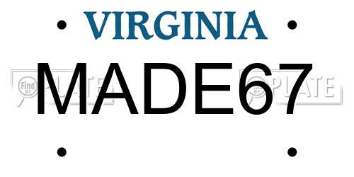 MADE67 Virginia License Plate