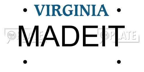 MADEIT Virginia License Plate