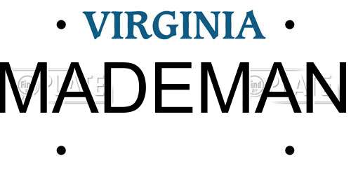 MADEMAN Virginia License Plate