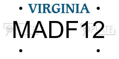 MADF12 Virginia License Plate
