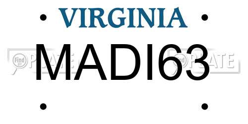 MADI63 Virginia License Plate