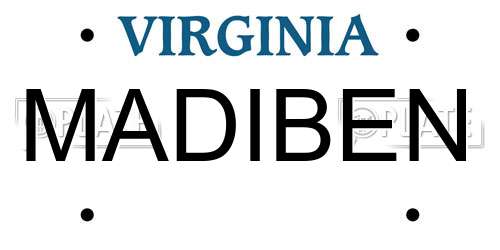 MADIBEN Virginia License Plate