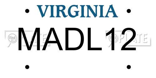 MADL12 Virginia License Plate