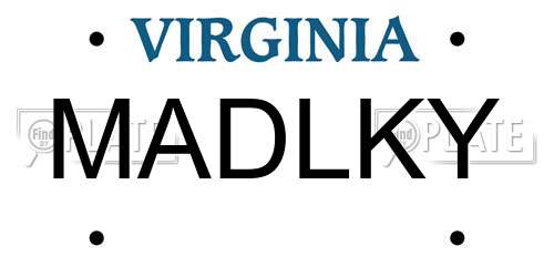 MADLKY Virginia License Plate