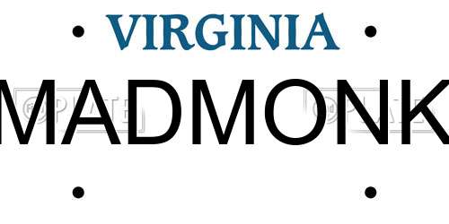 MADMONK Virginia License Plate
