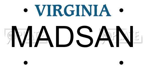 MADSAN Virginia License Plate