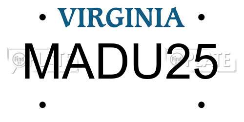 MADU25 Virginia License Plate