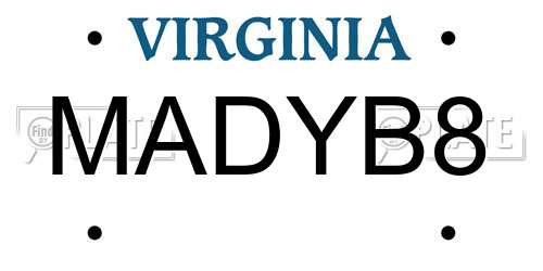 MADYB8 Virginia License Plate