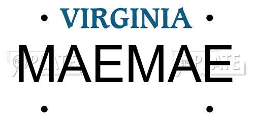MAEMAE Virginia License Plate