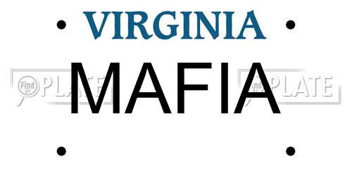 MAFIA Virginia License Plate