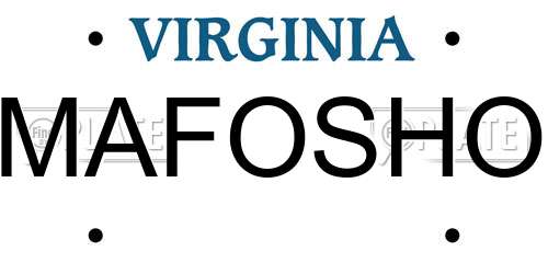 MAFOSHO Virginia License Plate