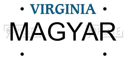 MAGYAR Virginia License Plate