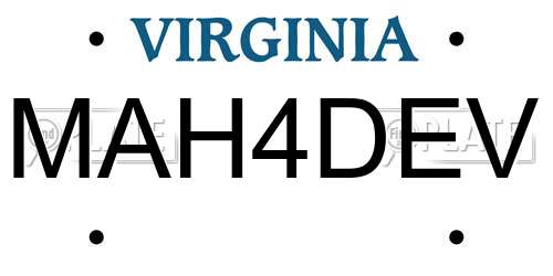 MAH4DEV Virginia License Plate
