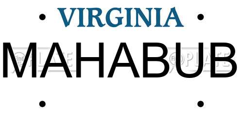 MAHABUB Virginia License Plate