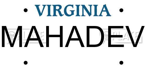 MAHADEV Virginia License Plate