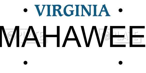 MAHAWEE Virginia License Plate