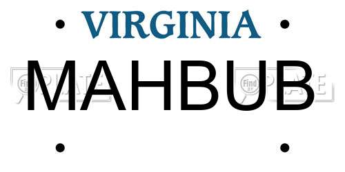 MAHBUB Virginia License Plate