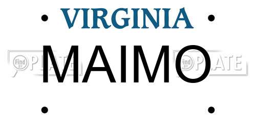 MAIMO Virginia License Plate