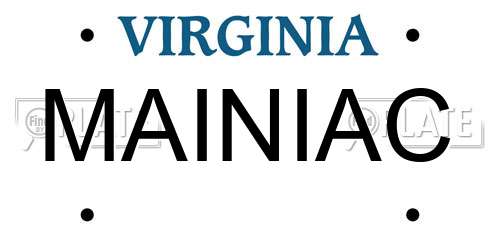 MAINIAC Virginia License Plate