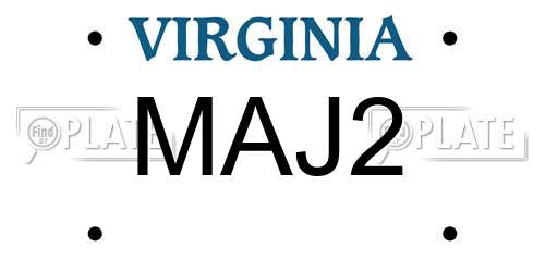 MAJ2 Virginia License Plate