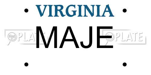 MAJE Virginia License Plate