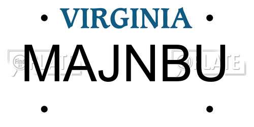 MAJNBU Virginia License Plate
